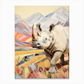 Profile Of Rhino Patchwork 1 Canvas Print