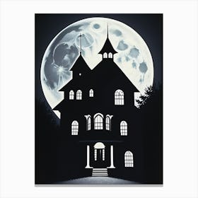 Beautiful Haunting House over the Full moon Canvas Print