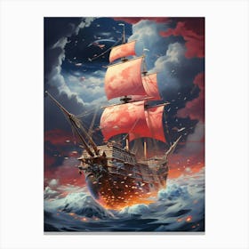 Pirate Ship In The Sea Canvas Print