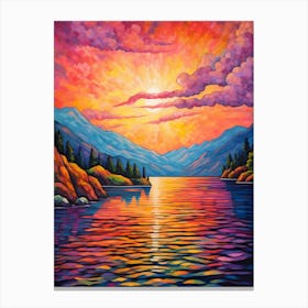 Lake Chelan Washington Pointillism 3 Canvas Print