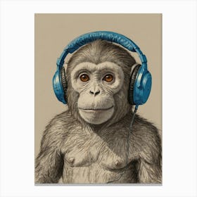 Monkey Listening To Music Canvas Print