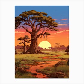 Savanna Landscape Pixel Art 1 Canvas Print