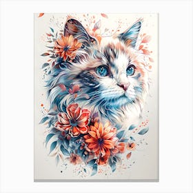 Cat With Flowers 11 Canvas Print