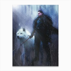 Jon Snow And The White Wolf Canvas Print