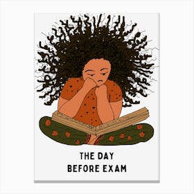 Girl Reading The Day Before Exam Canvas Print