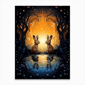 Rabbits In The Forest 2 Canvas Print