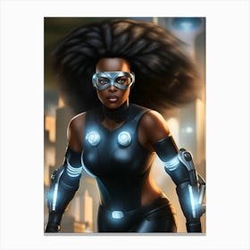 Black Woman In Futuristic Costume Canvas Print