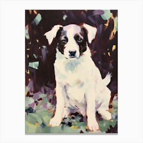 A Border Collie Dog Painting, Impressionist 2 Canvas Print