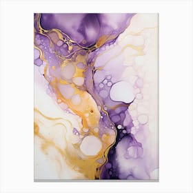 Purple, White, Gold Flow Asbtract Painting 0 Canvas Print