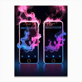 Two Smartphones With Smoke 1 Canvas Print