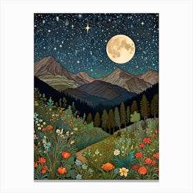 William Morris Moonlight In The Mountains Canvas Print