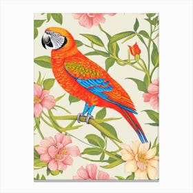 Parrot William Morris Style Bird Canvas Print