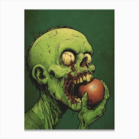 Scary Zombie Eating An Apple 6 Canvas Print