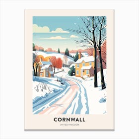 Vintage Winter Travel Poster Cornwall United Kingdom 2 Canvas Print