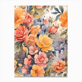 Watercolor Floral Pattern 3 Canvas Print