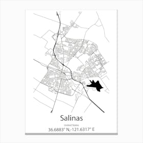 Salinas Victoria,Mexico Minimalist Map Canvas Print