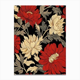 Red And Gold Vintage Florals 2 Canvas Print