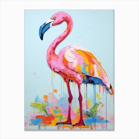 Colourful Bird Painting Greater Flamingo 3 Canvas Print