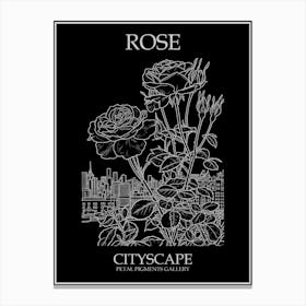 Rose Cityscape Line Drawing 1 Poster Inverted Canvas Print