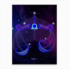 Libra — Zodiac neon signs Canvas Print