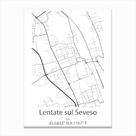 Lentate Sul Seveso,Italy Minimalist Map Canvas Print