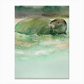 Elephant Seal Storybook Watercolour Canvas Print