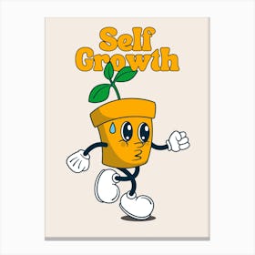 Self Growth Motivational Retro Cartoon Canvas Print