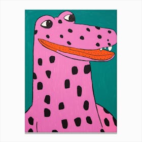 Pink Polka Dot Alligator 2 Canvas Print