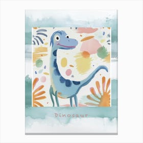 Cute Muted Pattern Dinosaur With Hair Poster Canvas Print