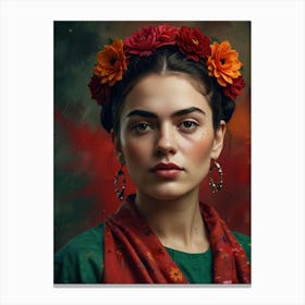 Mexican Girl With Flowers Canvas Print