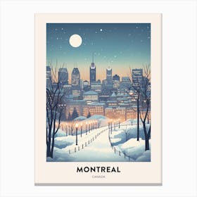 Winter Night  Travel Poster Montreal Canada 3 Canvas Print