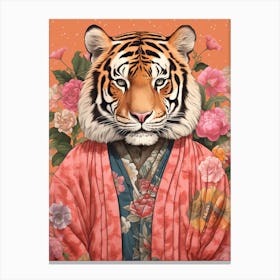 Tiger Illustrations Wearing A Kimono 3 Canvas Print