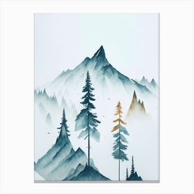 Mountain And Forest In Minimalist Watercolor Vertical Composition 110 Canvas Print