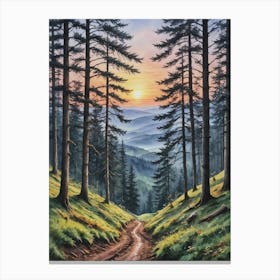 Black Forrest Sunrise In The Woods Canvas Print