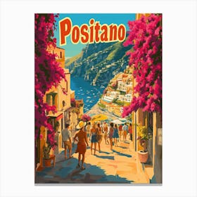 Aihrgdesign A 1970s Inspired Travel Poster For Positano 4 Canvas Print