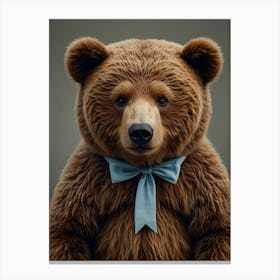 Bear With Blue Bow Tie Canvas Print