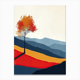 Tree In The Mountains, Boho Canvas Print