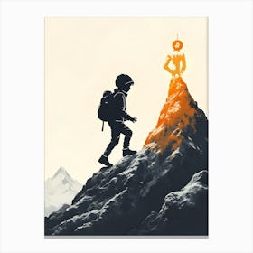 Man On Top Of A Mountain Canvas Print