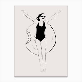 Woman In Swimsuit California. Canvas Print