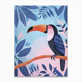 Toucan In Pink and Blue Canvas Print