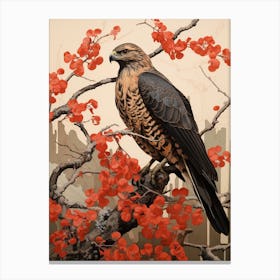 Dark And Moody Botanical Red Tailed Hawk 4 Canvas Print