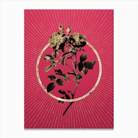 Gold Sweetbriar Rose Glitter Ring Botanical Art on Viva Magenta n.0067 Canvas Print