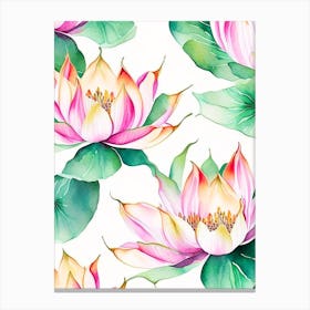 Lotus Flower Pattern Watercolour 1 Canvas Print