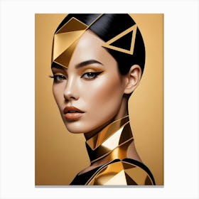 Geometric Woman Portrait Luxury Gold (13) Canvas Print