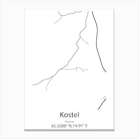 Kostel,Slovenia Minimalist Map Canvas Print