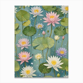 Lotus Flowers In Pastel Colours Canvas Print