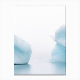 Iceberg Duet In Iceland Glacier Lagoon In Fog Canvas Print