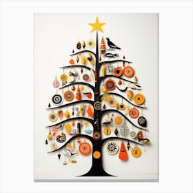 A Beautiful Christmas Tree With Ornaments Hanging Canvas Print