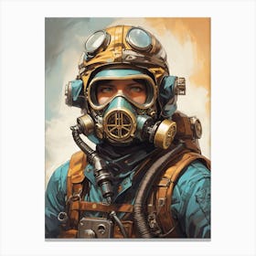 Explorer Wearing A Gas Mask Canvas Print