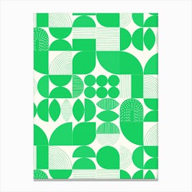 Modern Art Geometric Shapes Green And White 1 Canvas Print